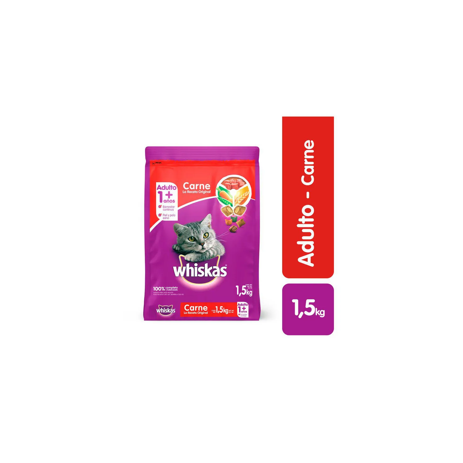 Comida Seca Para Gato Adulto Carne Whiskas 1.5 Kg