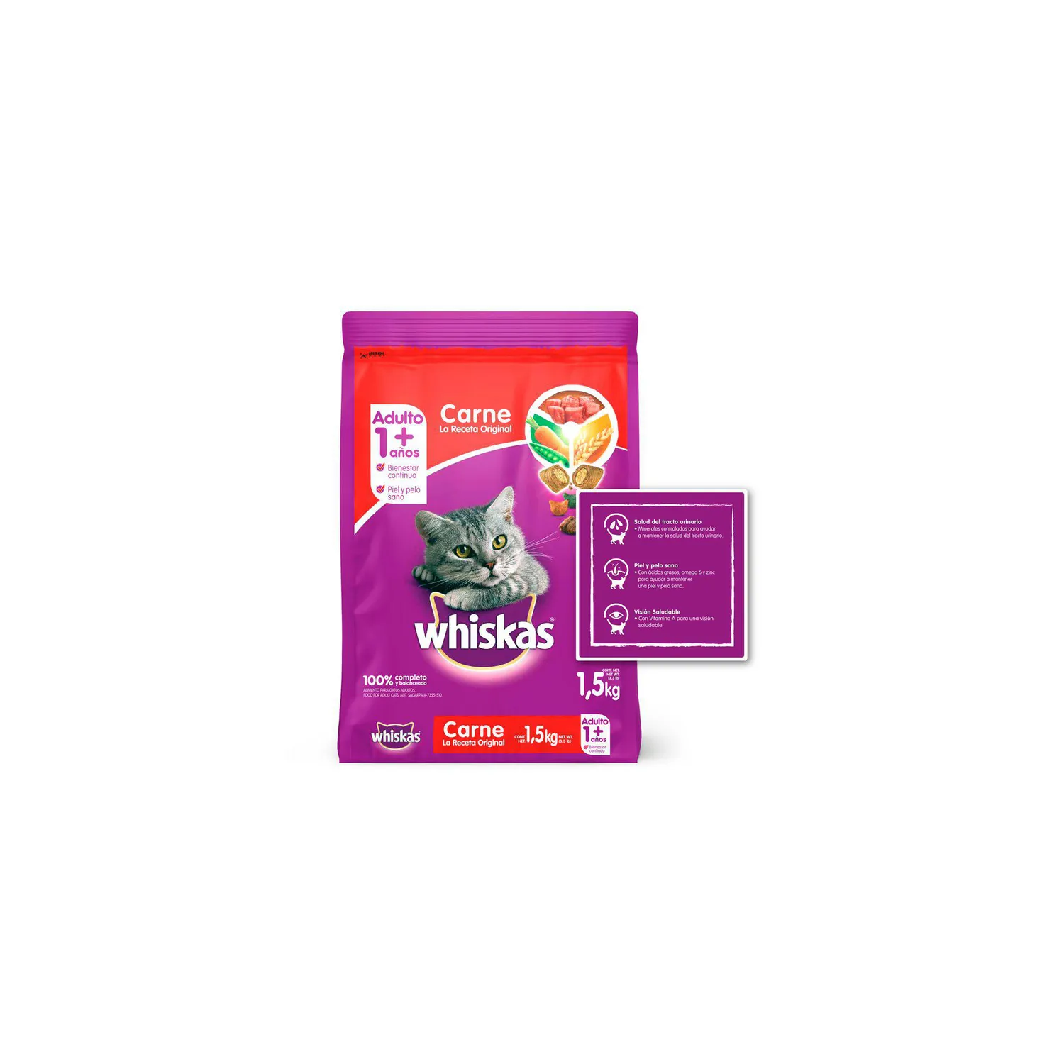 Comida Seca Para Gato Adulto Carne Whiskas 1.5 Kg 3