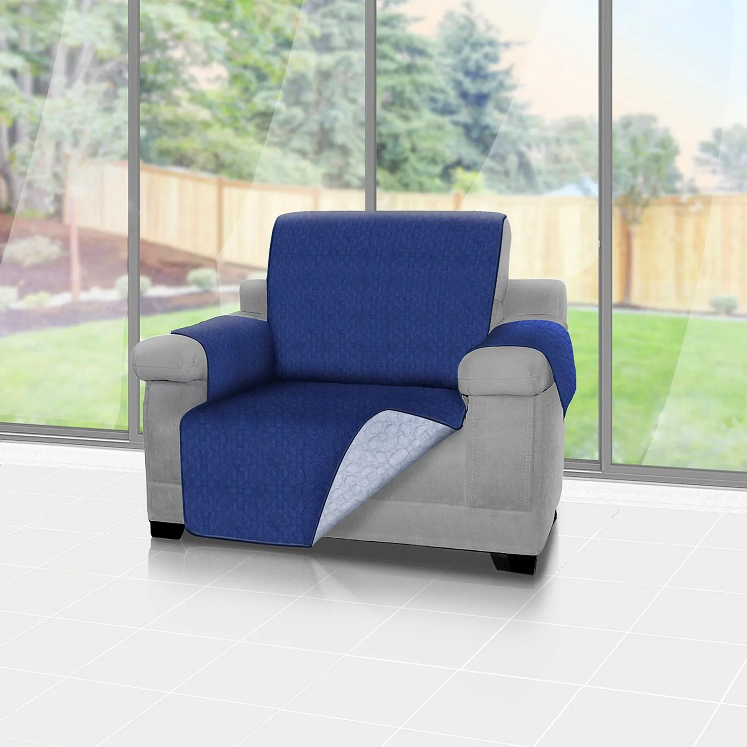 Forro protector de muebles reversible azul 1