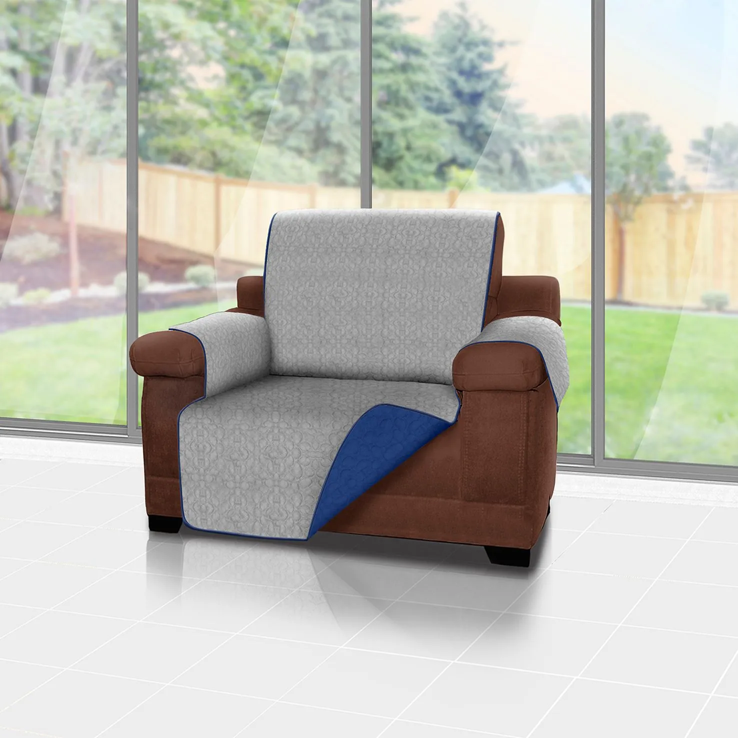 Forro protector de muebles reversible azul 1 4