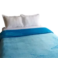 Cobija Coral Unicolor 160X220Cm Sencillo Azul