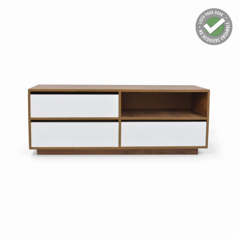 HOGAR VENECIA - Mesa para TV Verona 120x40x45 Caramelo Blanco