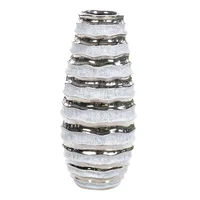 Florero Cerámica Ondas Guinea 30.5 x 13 Cm Plata