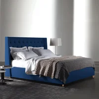 Combo Marfil Cabecero + Base Cama Queen Azul