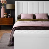 Combo Julieta Queen Cabecero + Base Cama + Puff Baúl Blanco