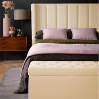 Combo Julieta Queen Cabecero + Base Cama + Puff Baúl Taupe