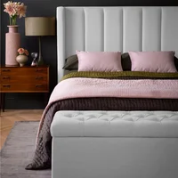 Combo Julieta Queen Cabecero + Base Cama + Puff Baúl Gris Perla