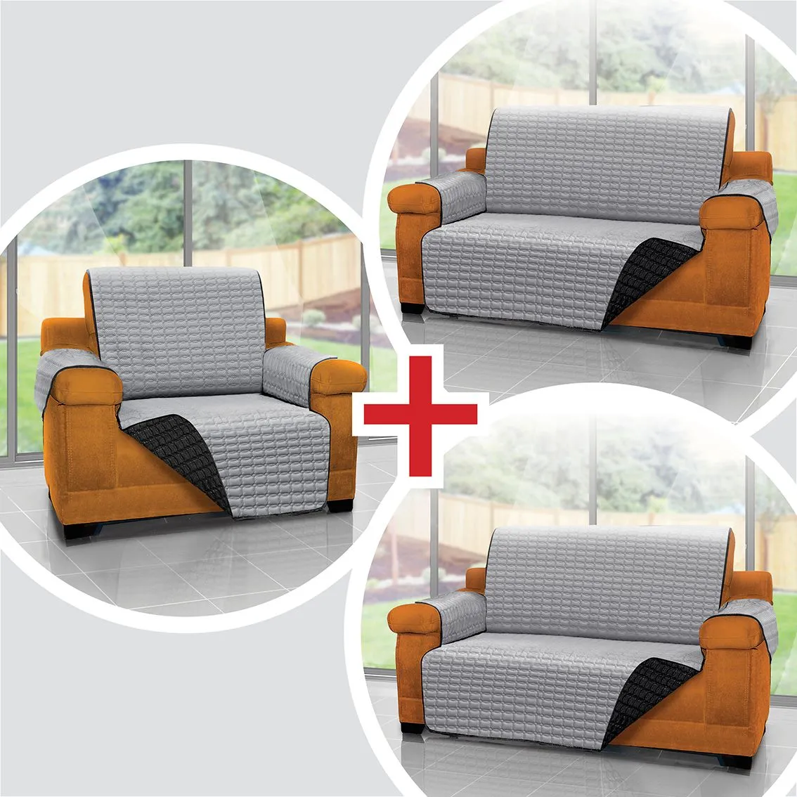 Combo Protector De Sofá Para Mascotas 1 Puesto + 2 Cubre Sofa 2 Puestos Energy Plus Negro 6