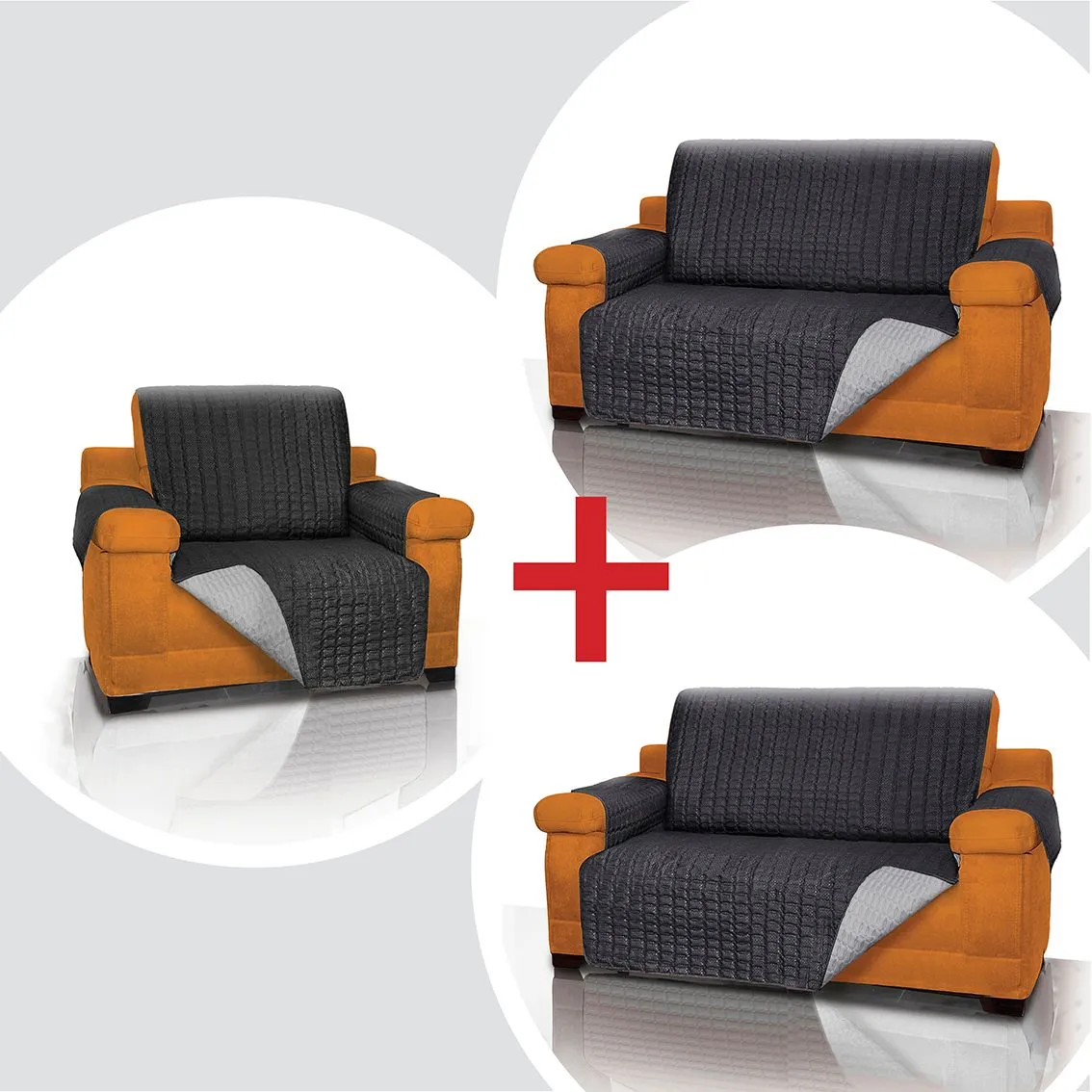 Combo Protector De Sofá Para Mascotas 1 Puesto + 2 Cubre Sofa 2 Puestos Energy Plus Negro 13