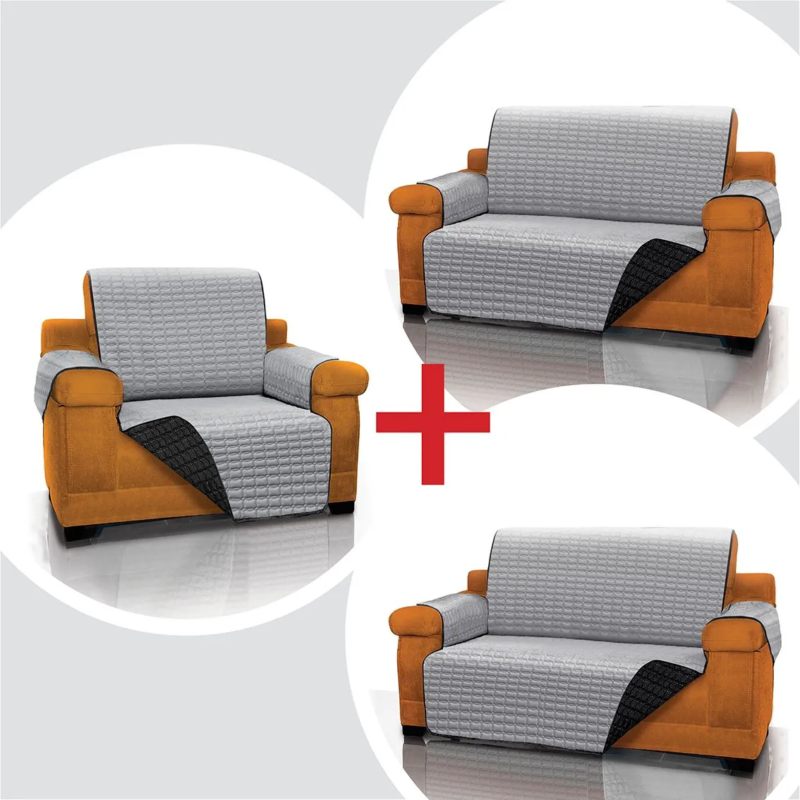 Combo Protector De Sofá Para Mascotas 1 Puesto + 2 Cubre Sofa 2 Puestos Energy Plus Negro 15