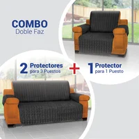 Combo Protector De Sofá Para Mascotas 1 Puesto + 2 Puestos + 3 Puestos Energy Plus Negro