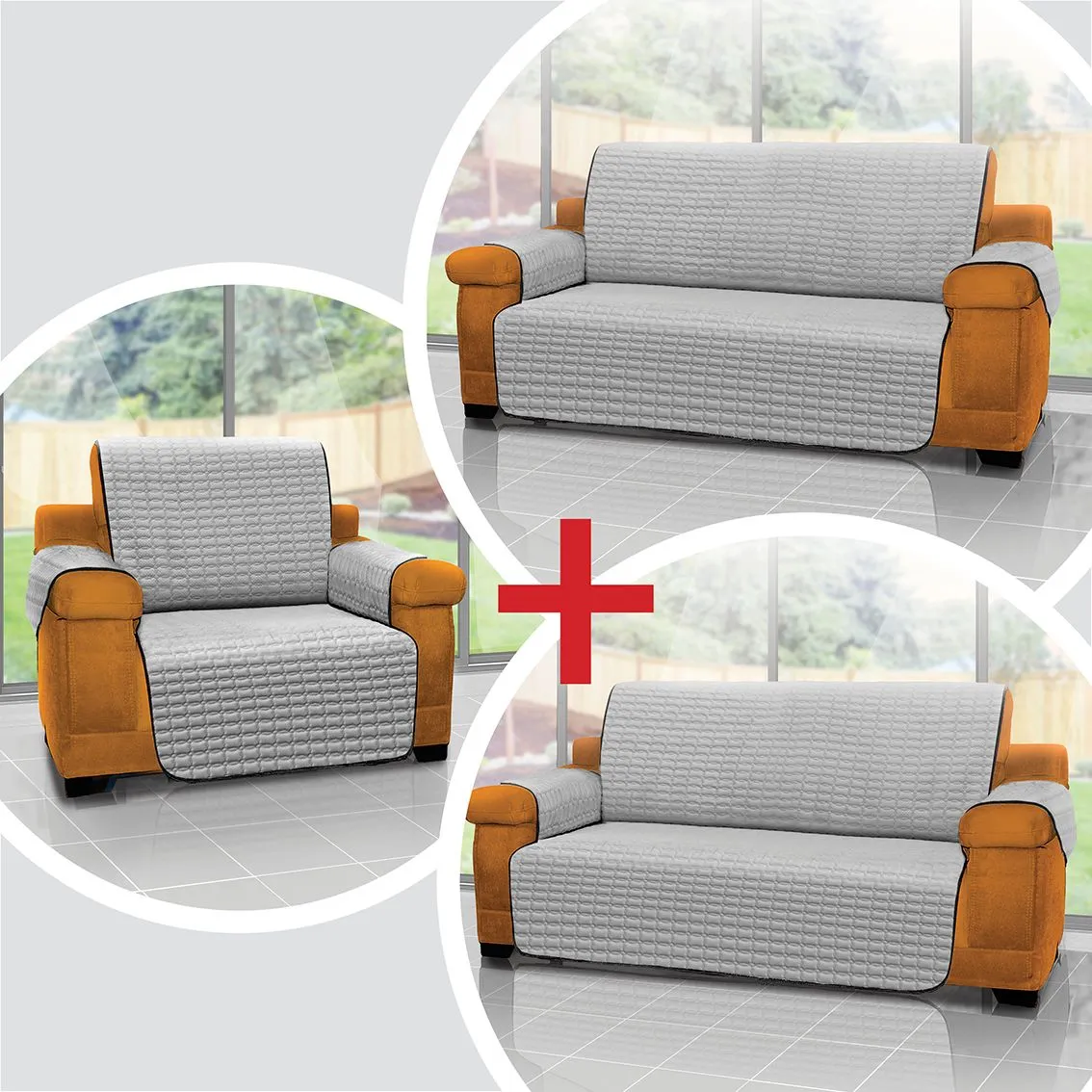 Combo Protector De Sofá Para Mascotas 1 Puesto + 2 Puestos + 3 Puestos Energy Plus Negro 5