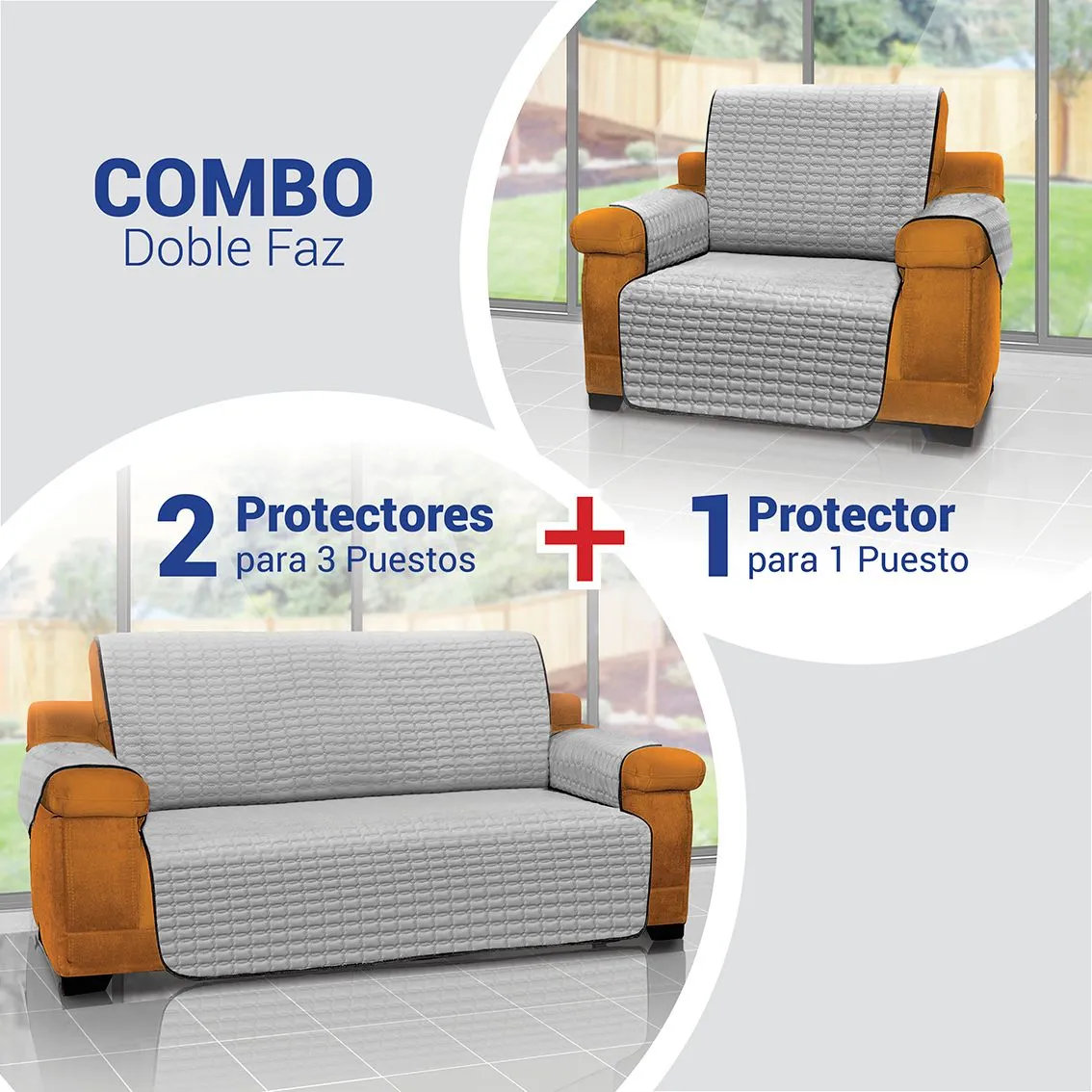 Combo Protector De Sofá Para Mascotas 1 Puesto + 2 Puestos + 3 Puestos Energy Plus Negro 7