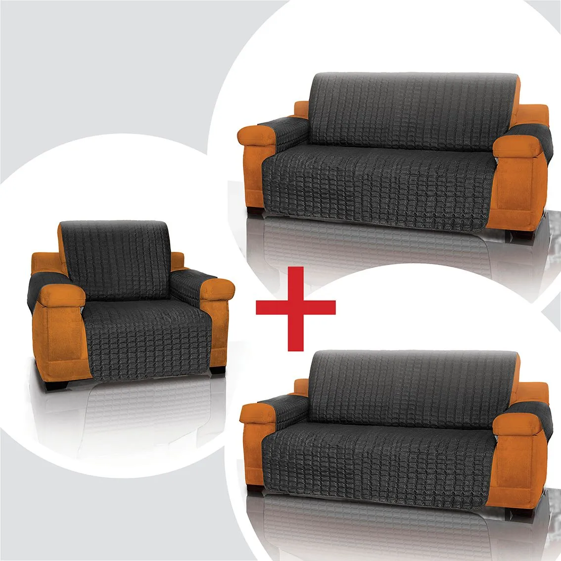 Combo Protector De Sofá Para Mascotas 1 Puesto + 2 Puestos + 3 Puestos Energy Plus Negro 10