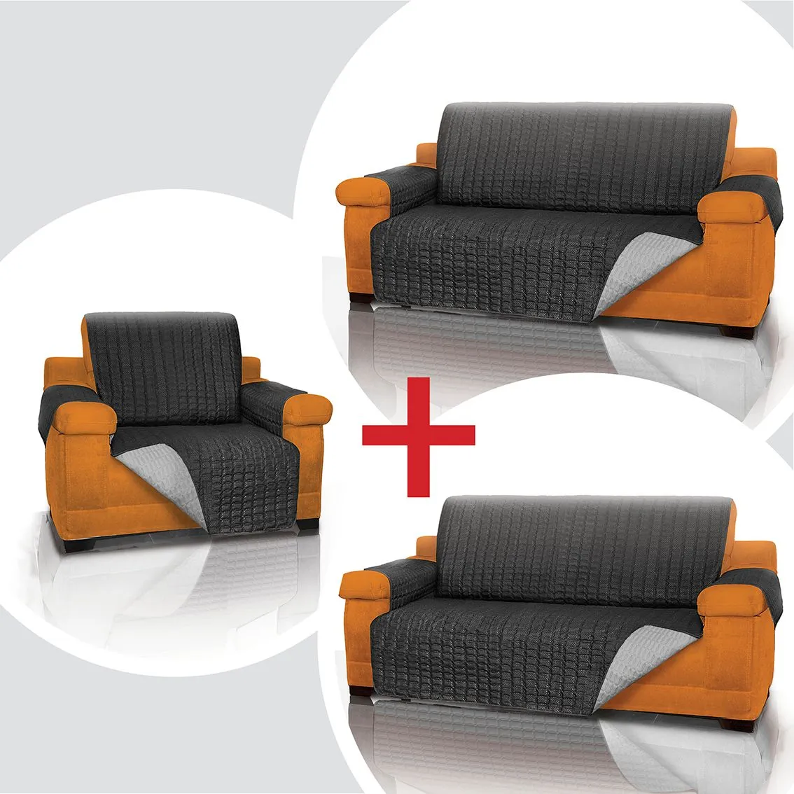 Combo Protector De Sofá Para Mascotas 1 Puesto + 2 Puestos + 3 Puestos Energy Plus Negro 11