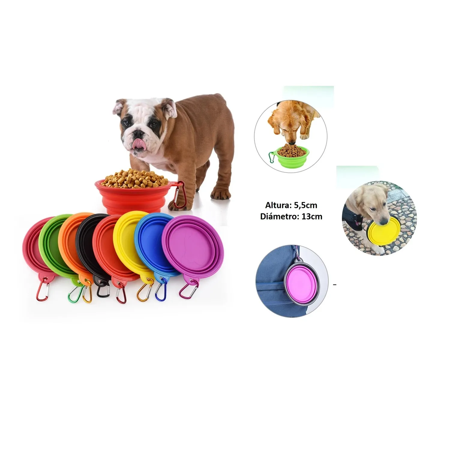 Tazón En Silicona Para Mascotas Pequeño Color Negro Solepet 13Cm 4