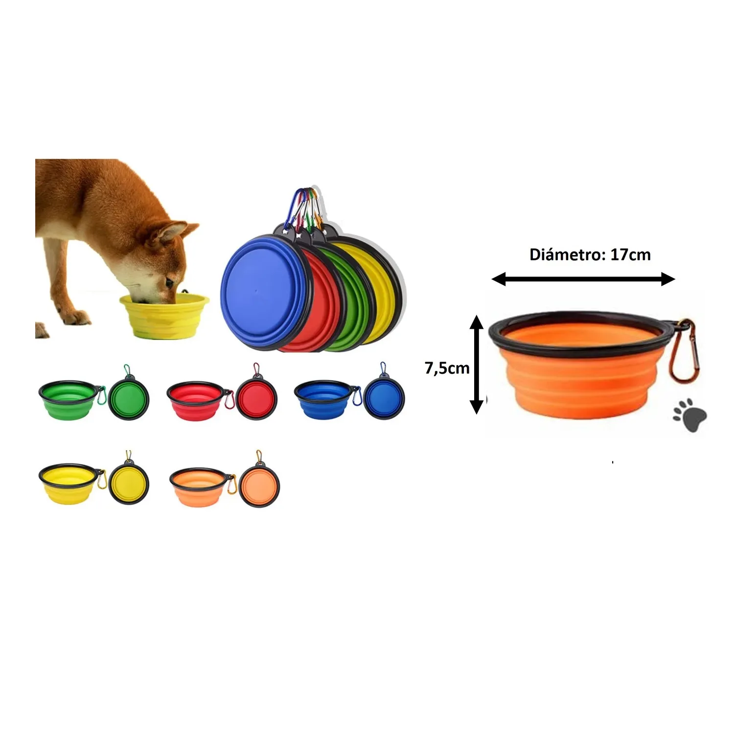 Tazón En Silicona Para Mascotas Grande Color Rojo Solepet 17.5 Cm 5