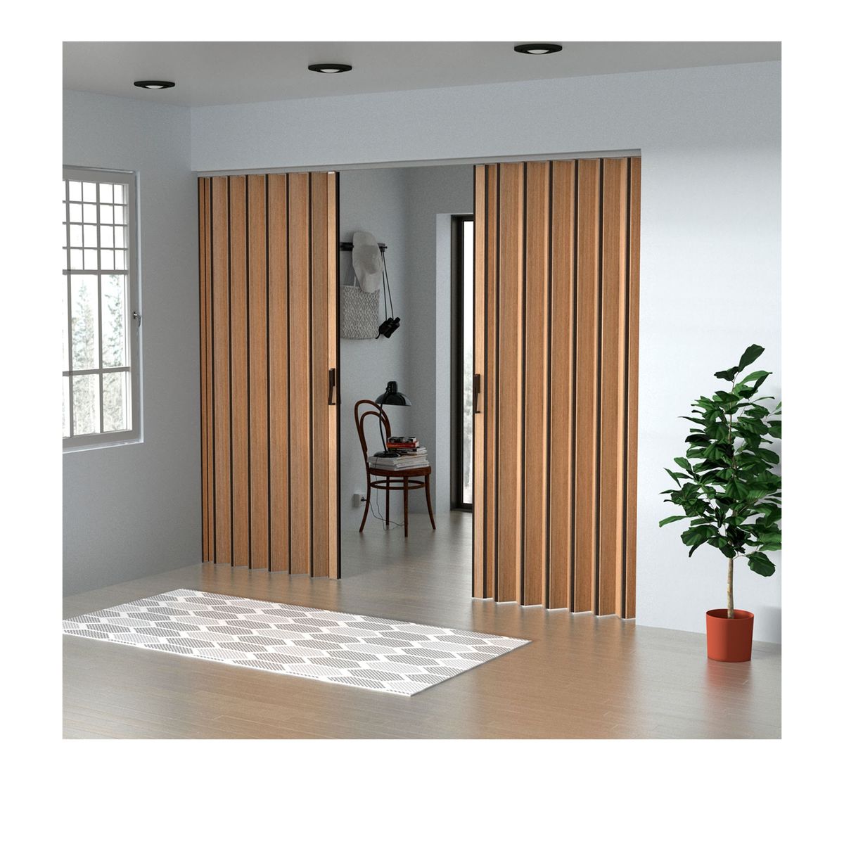 Puerta Plegable Madera MDP 741- 770x240 cm Apertura Central - Rovere ...