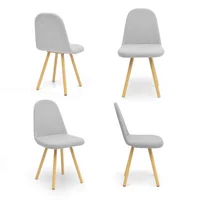 Set X4 Sillas  Matiz Tela 84X48.5X55 Plata