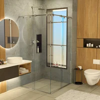 División De Baño 80+120 cm x 180 cm Premium Barra Escua 8 mm