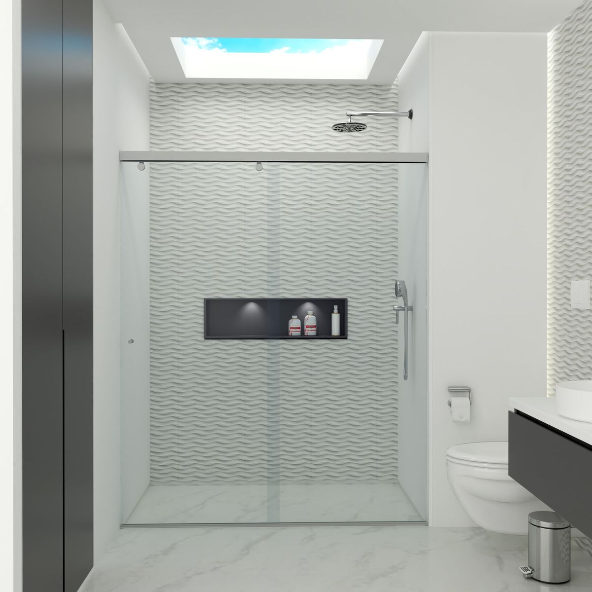 AMBIENTES Y SOLUCIONES - División De Baño 90.1-100 cm x 180 cm Platinum Corre 6 mm