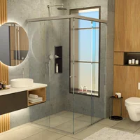División De Baño 90+90 cm x 180 cm Platinum Corre Escua 6 mm