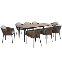 Juego Comedor Exterior 8 Puestos Madera Teca Castaño Cordova Just Home Collection