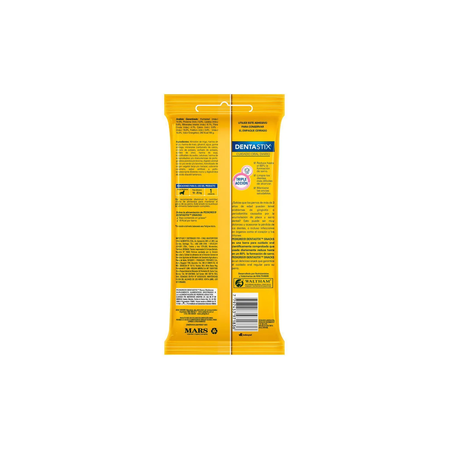 Snack Para Perro Adulto Razas Medianas Dentastix Cuidado Oral Pedigree Pack X7und