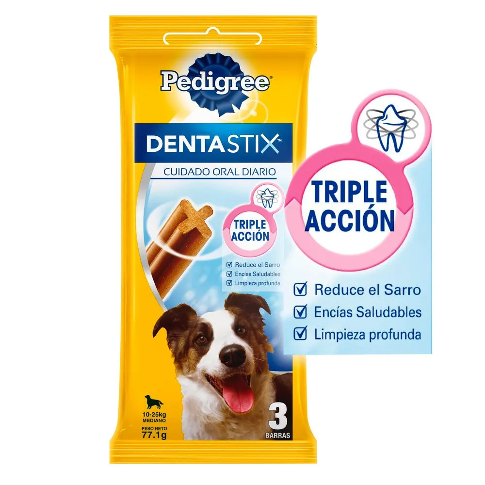 Snack Para Perro Adulto Razas Medianas Dentastix Cuidado Oral Pedigree Pack X7und 3