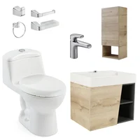 Corona Combo Fussion : Sanitario Redondo Smart + Mueble Fussion + Lavamanos Fussion + Grifería Cascade + Accesorios Cascade
