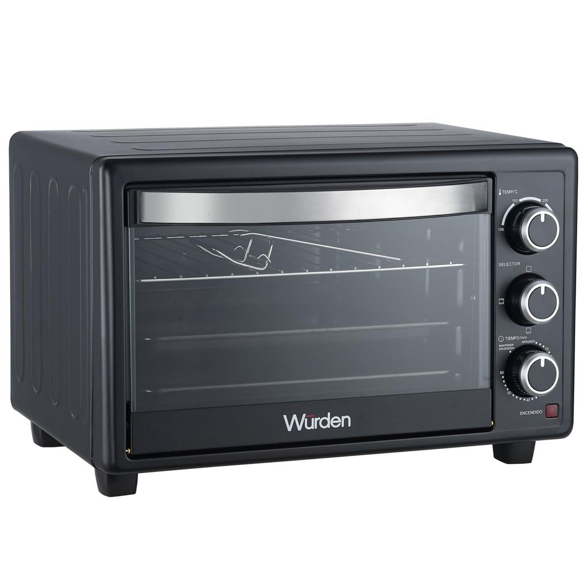 WURDEN - Horno Eléctrico Gratinador 25 Litros Negro.