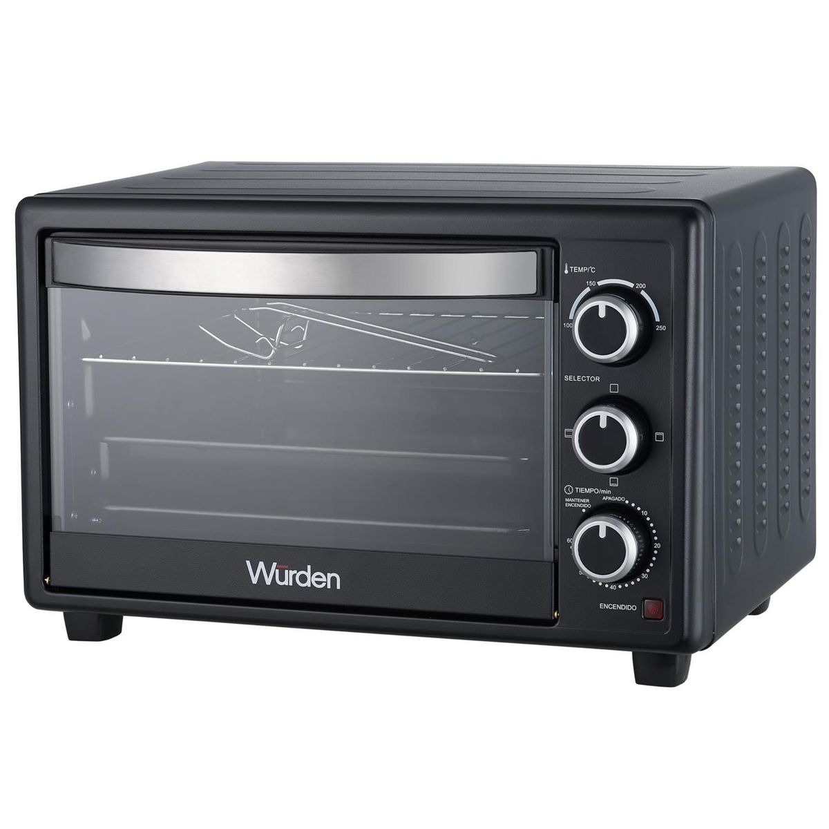 WURDEN - Horno Eléctrico Gratinador 25 Litros Negro.