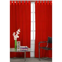 Set x 2 Cortina Lino 140x220 Pasador sin Botón Rojo