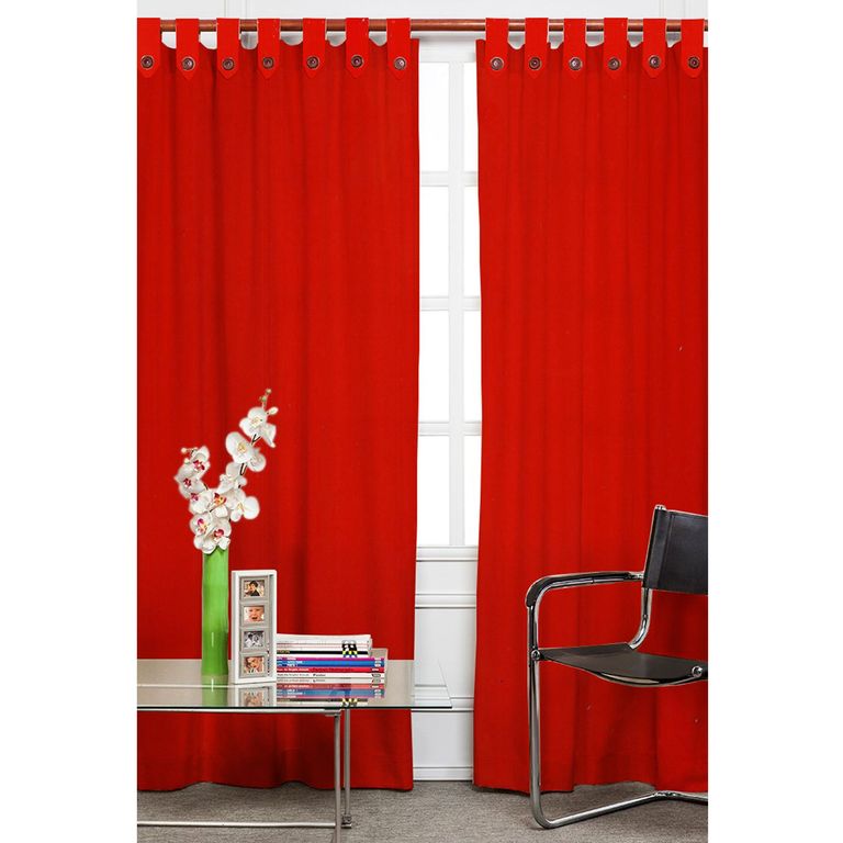 Cortina De Voile Joyswahl Beyza - Bicolor, 2 Capas, Con Cordón, 120 X 145 Cm, Color Rojo