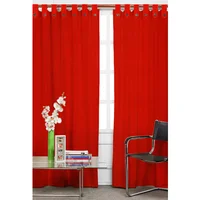 Set x 2 Cortina Lino Pasador con Botón Rojo