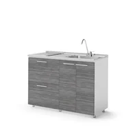 Mueble Inferior Ibiza 1.2 Humo Con Mesón Liso Derecho Just Home Collection
