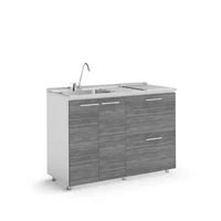 Mueble Inferior Ibiza 1.2 Humo Con Mesón Liso Izquierda Just Home Collection