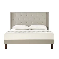 Combo Otoño Base Cama + Cabecero + Colchón Sencillo 100x190 Tela Beige
