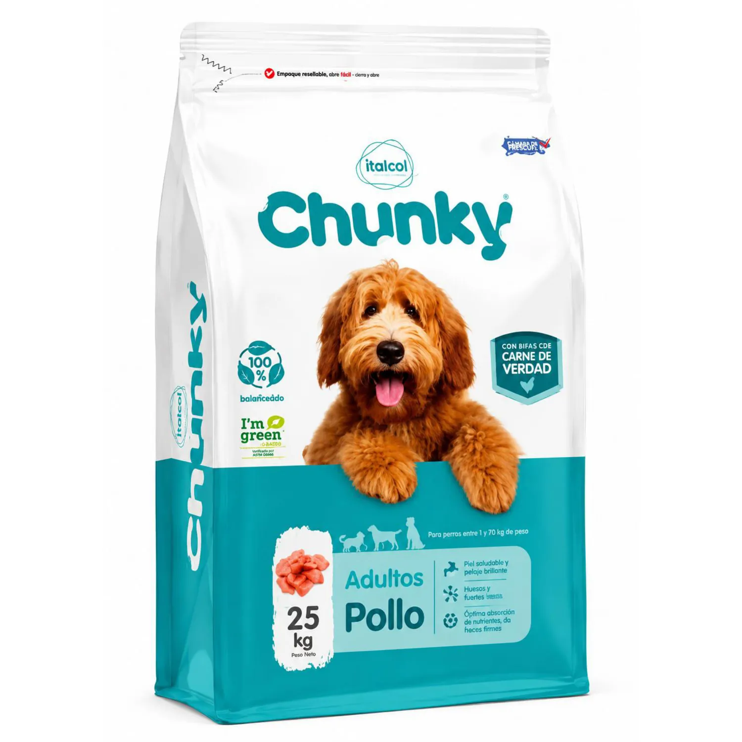 Comida Seca Para Perro Chunky Adulto Nuggets De Pollo 25kg Chunky