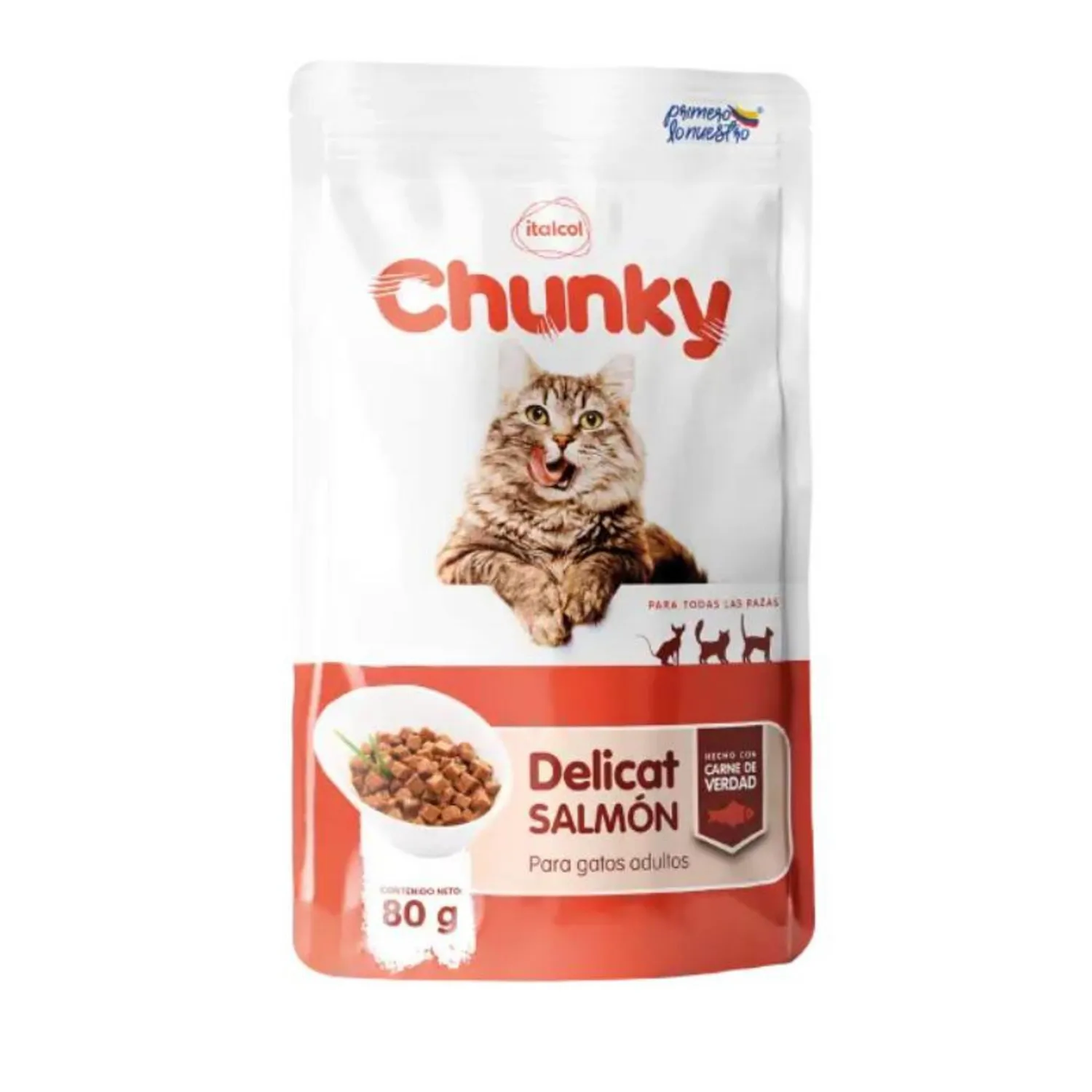 Comida Húmeda Para Gato Delicat Pouche Trozos De Salmón Chunky 80g