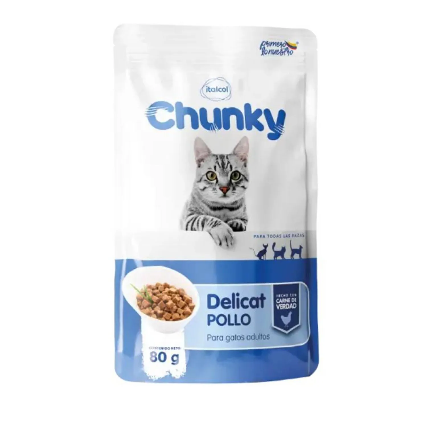 Comida Húmeda Para Gato Delicat Pouche Trozos De Pollo Chunky 80g
