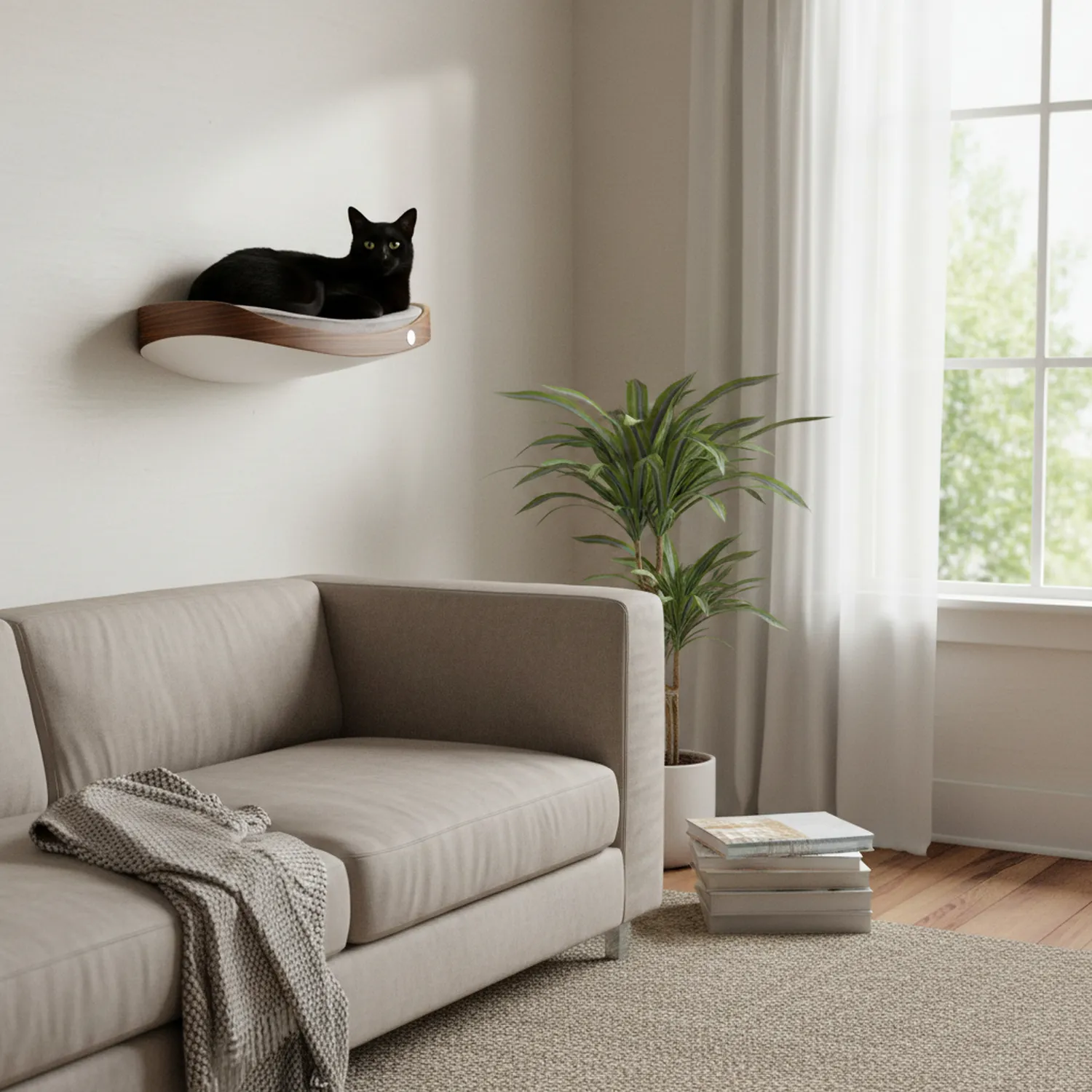 Repisa Flotante Para Gatos 50X32X13Cm Mediano Wengue 5