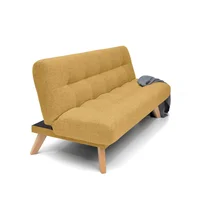 Sofá Cama Porto 3 Puestos 85X182X85 Tela Mostaza