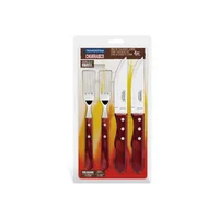Juego De Tenedor Y Cuchillo Parrilla En Madera Acero Inoxidable 32X2 Cm X 2 Unidades