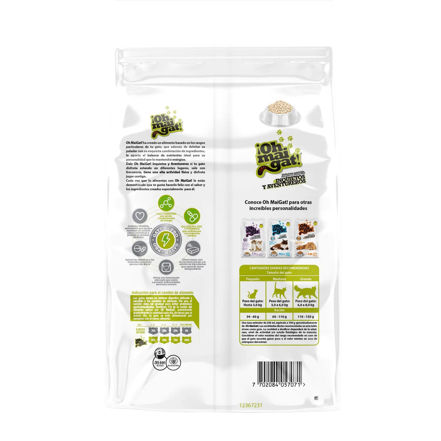 Comida Seca Para Gato Inquietos Y Aventureros 1.5kg X6und