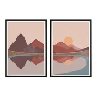 Cuadro Díptico Laguna Y Montana 40x60cm