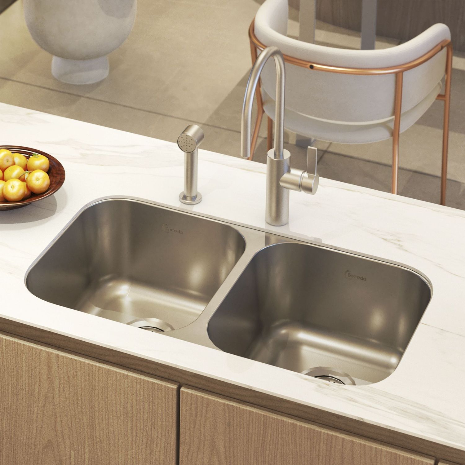 Lavaplatos Doble tanque 82x47x21 Subcanastilla+Sifon SOCODA