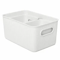 Set de 3 Canastos Plástico 16 litros 38.5x16x29.5 cm Blanco Just Home Collection