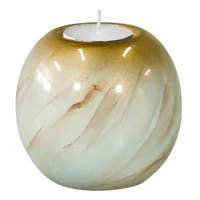 Portavela Redondo Cerámica Calacata 9.5x10 Centímetros Oro