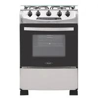 Estufa de Piso 4 Puestos 60 cm Gas Propano Acero Inoxidable Negro